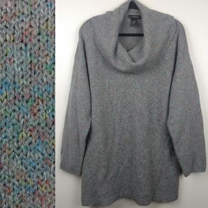 LANE BRYANT 22/24W Gray Speckled Cowl Sweater
